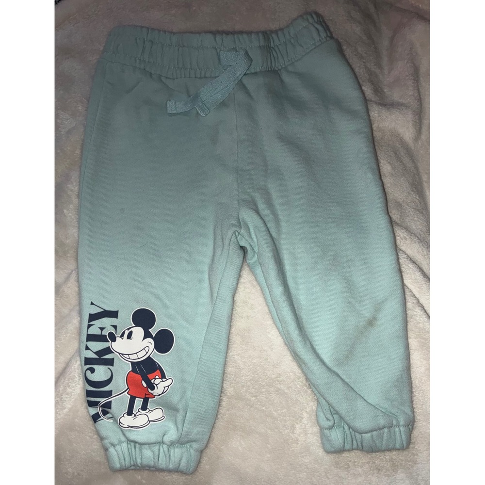 Disney Primark Mickey Mouse Sweatshirt and Joggers Set Mint Green 9-12 Months - Picture 10 of 10